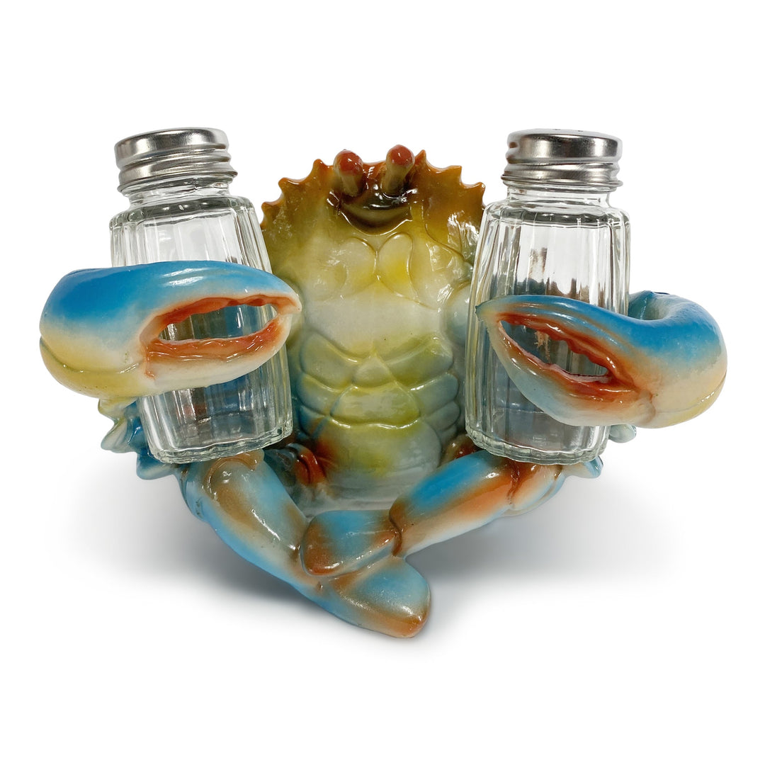 Salt And Pepper Shakers Blue Crab Poly Resin And Glass Matching Set